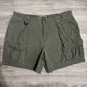 Columbia Mens Olive Green Cotton Cargo Shorts XM4166 Size XL Relaxed Hiking